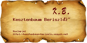 Kesztenbaum Beriszló névjegykártya